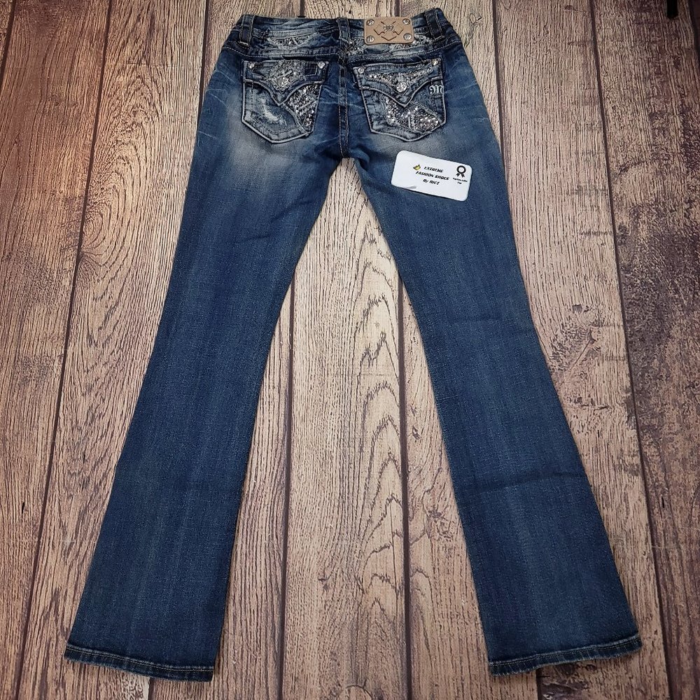 Miss Me Bootcut Women's Jeans Size 27 Slim Stretch Denim Embroidered Low Rise